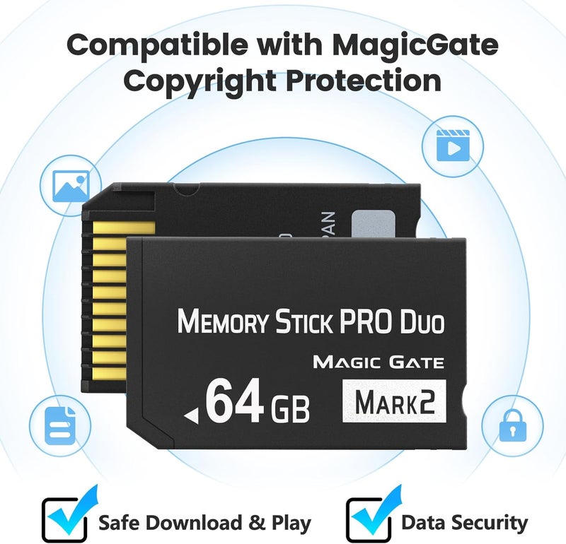 Pefishop Original 64GB Memory Stick Pro Duo MARK2,High-Speed Memory Stick Duo Compatible with PSP1000 2000 3000 Accessories and Camera Memory Cards - Image 3